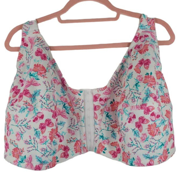 Comfort Choice Pink Floral No Underwire Lounge Bra 54G - Picture 1 of 5
